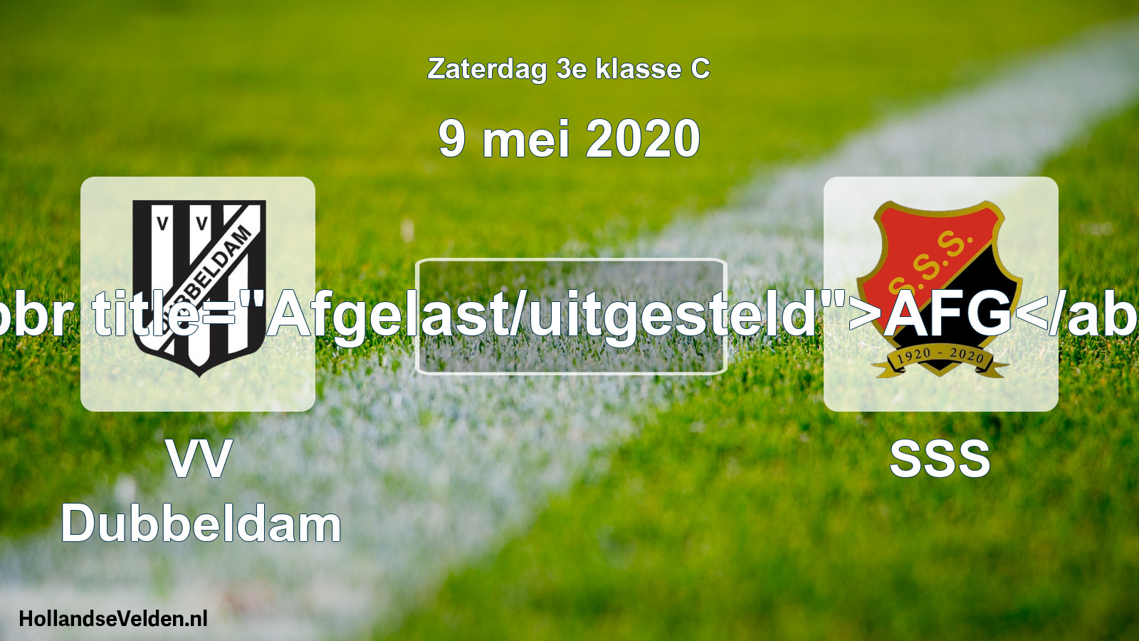 Scheduled Match: VV Dubbeldam - SSS (9 May 2020)