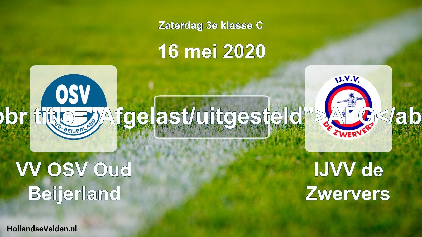 Scheduled Match: VV OSV Oud Beijerland - IJVV de Zwervers (16 May 2020)