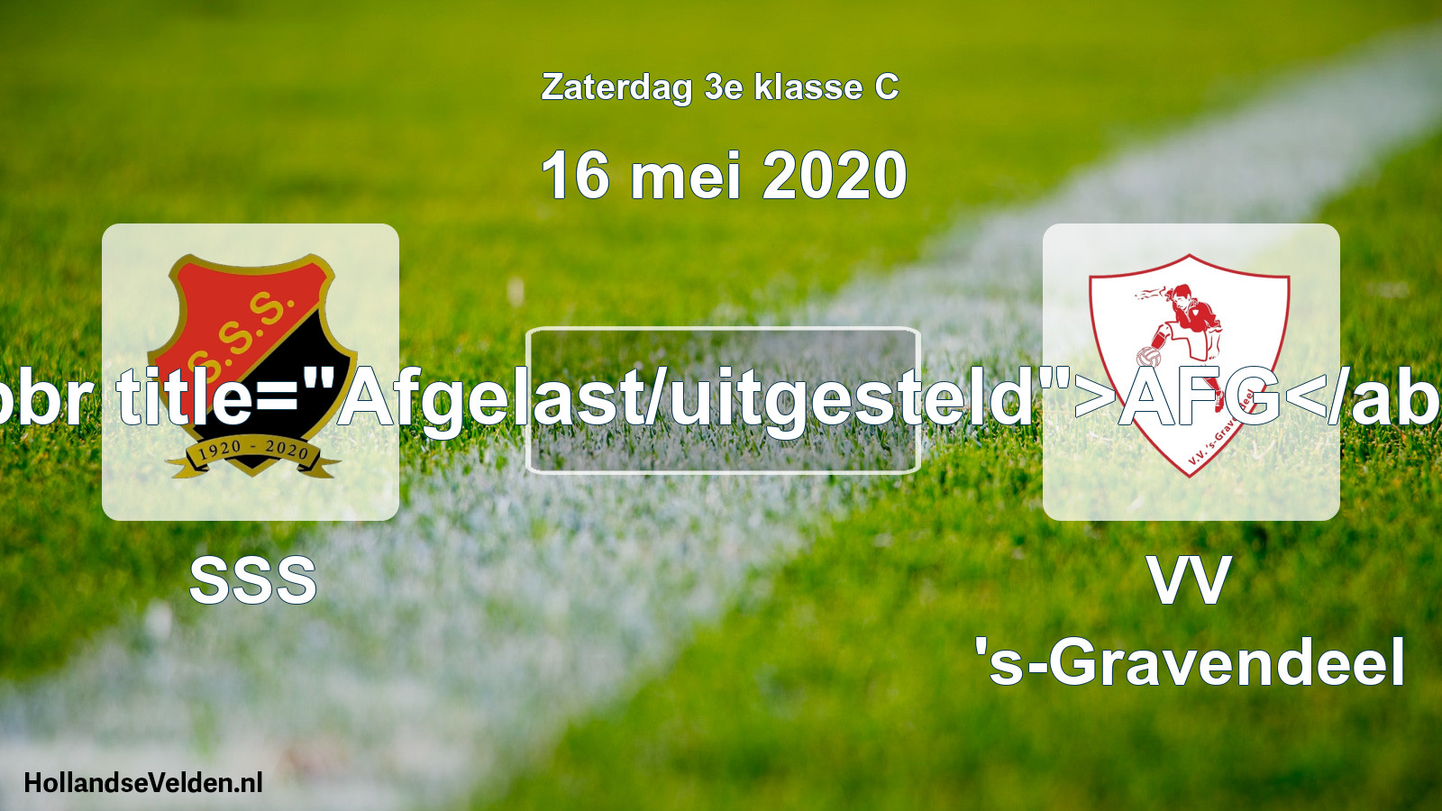 Scheduled Match: SSS - VV 's-Gravendeel (16 May 2020)
