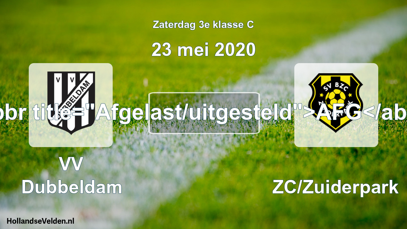 Scheduled Match: VV Dubbeldam - BZC/Zuiderpark (23 May 2020)
