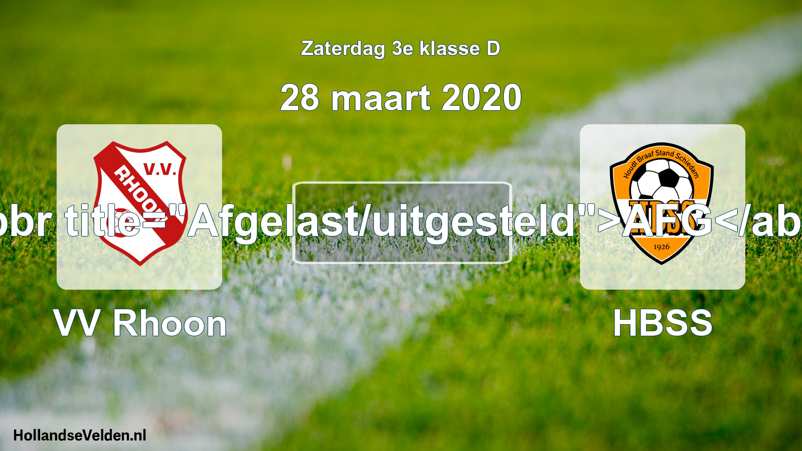 Scheduled Match: VV Rhoon - HBSS (28 March 2020)