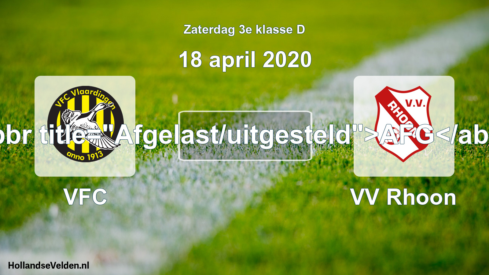 Scheduled Match: VFC - VV Rhoon (18 April 2020)
