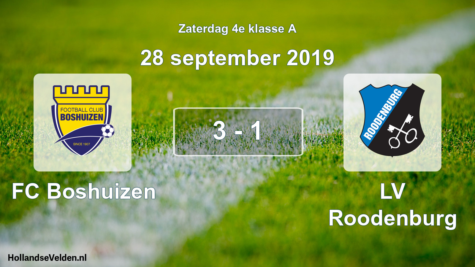 Total number of matches played: FC Boshuizen - LV Roodenburg 3 - 1 (28 September 2019)