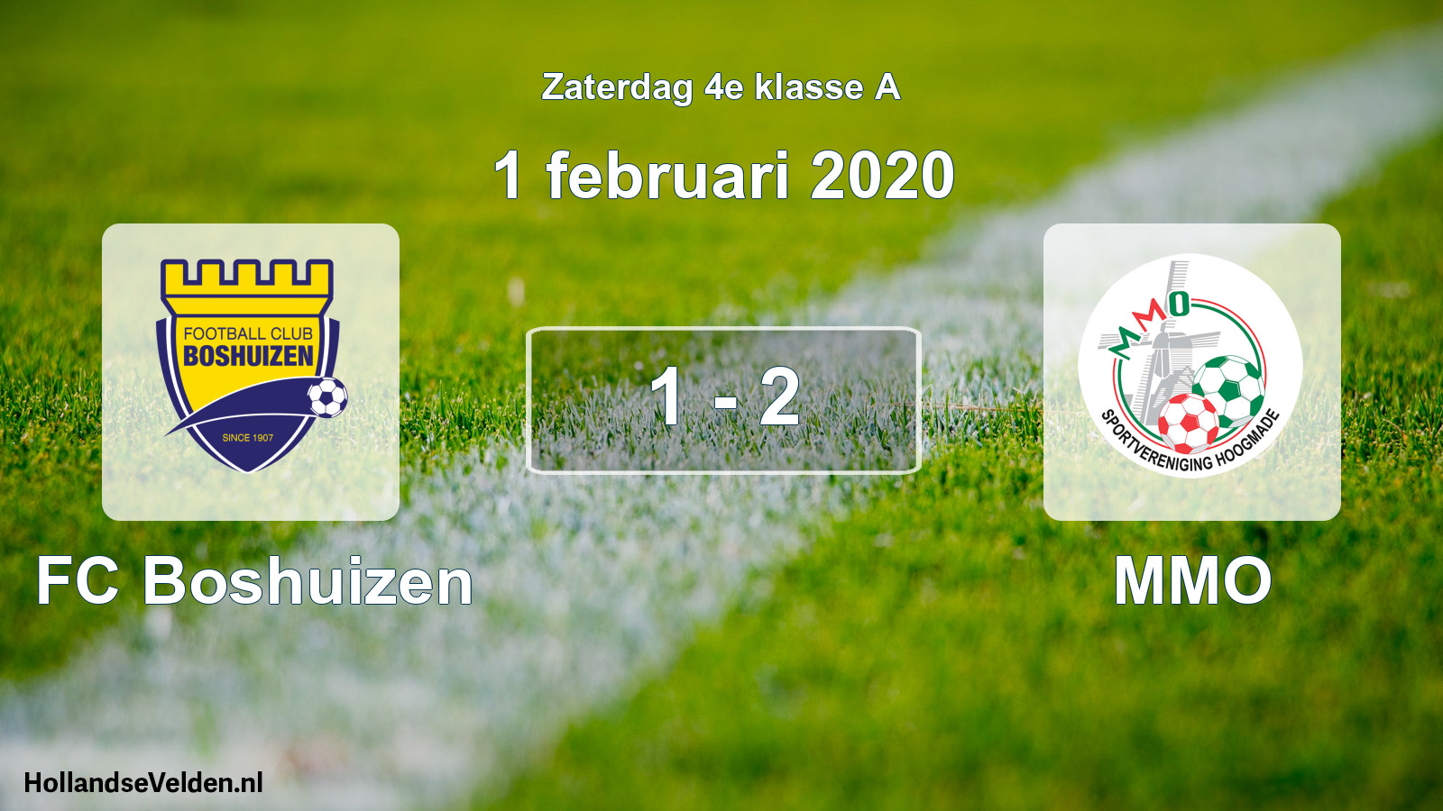 Total number of matches played: FC Boshuizen - MMO 1 - 2 (1 February 2020)