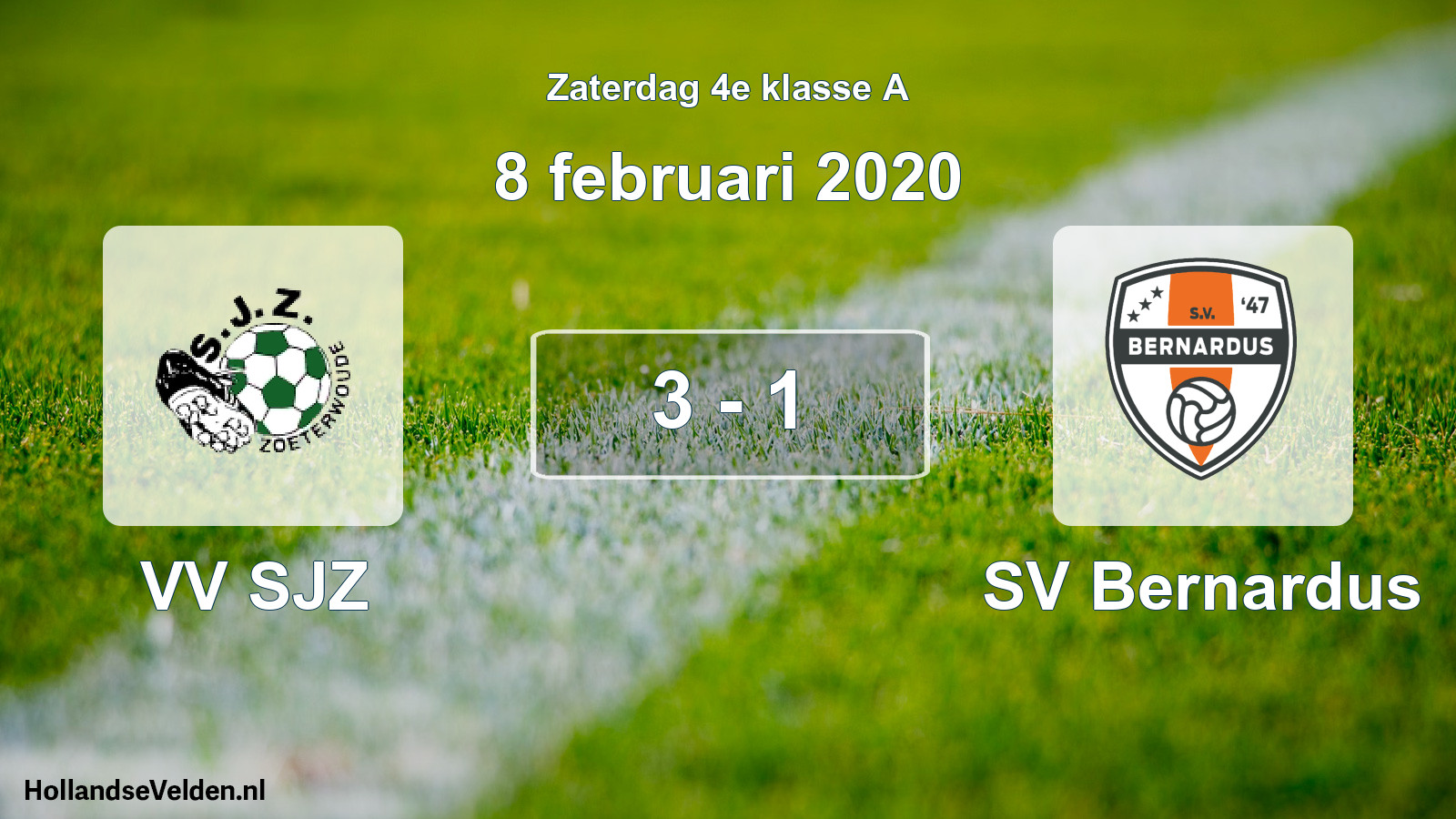 Total number of matches played: VV SJZ - SV Bernardus 3 - 1 (8 February 2020)