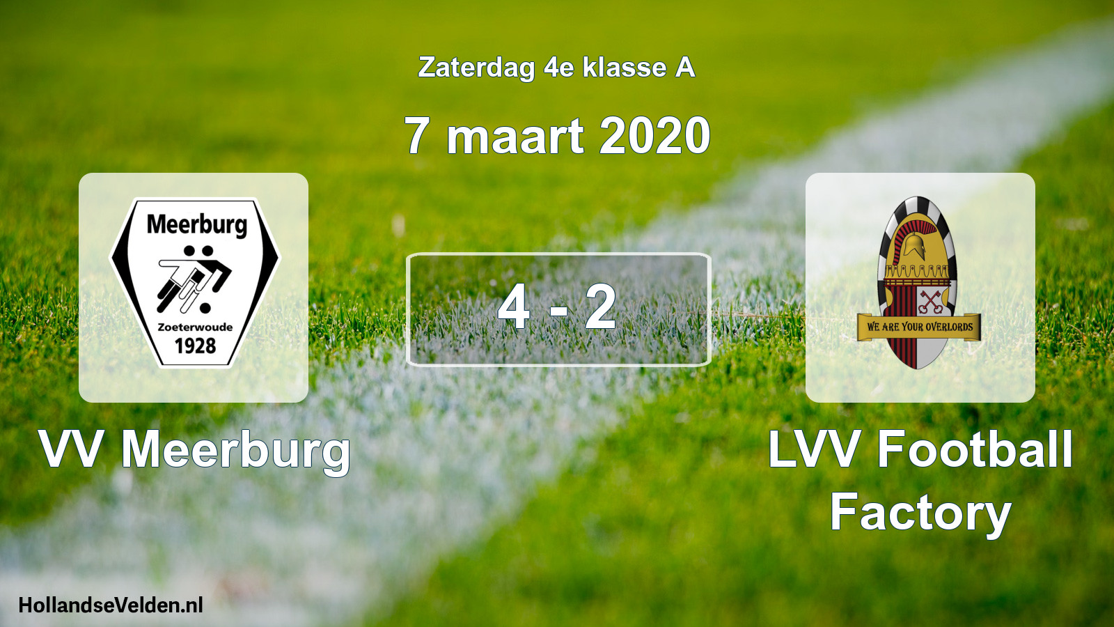 Total number of matches played: VV Meerburg - LVV Football Factory 4 - 2 (7 March 2020)
