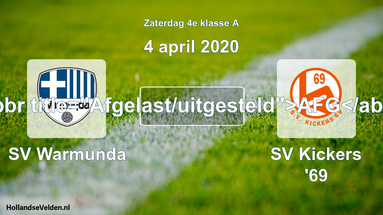 Scheduled Match: SV Warmunda - SV Kickers '69 (4 April 2020)