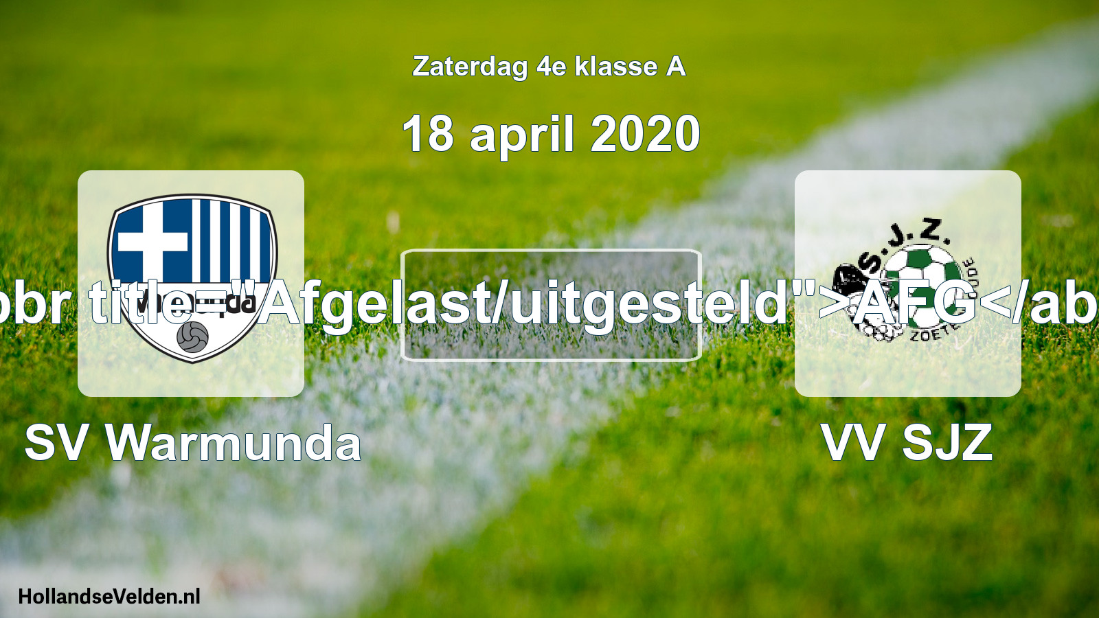 Scheduled Match: SV Warmunda - VV SJZ (18 April 2020)
