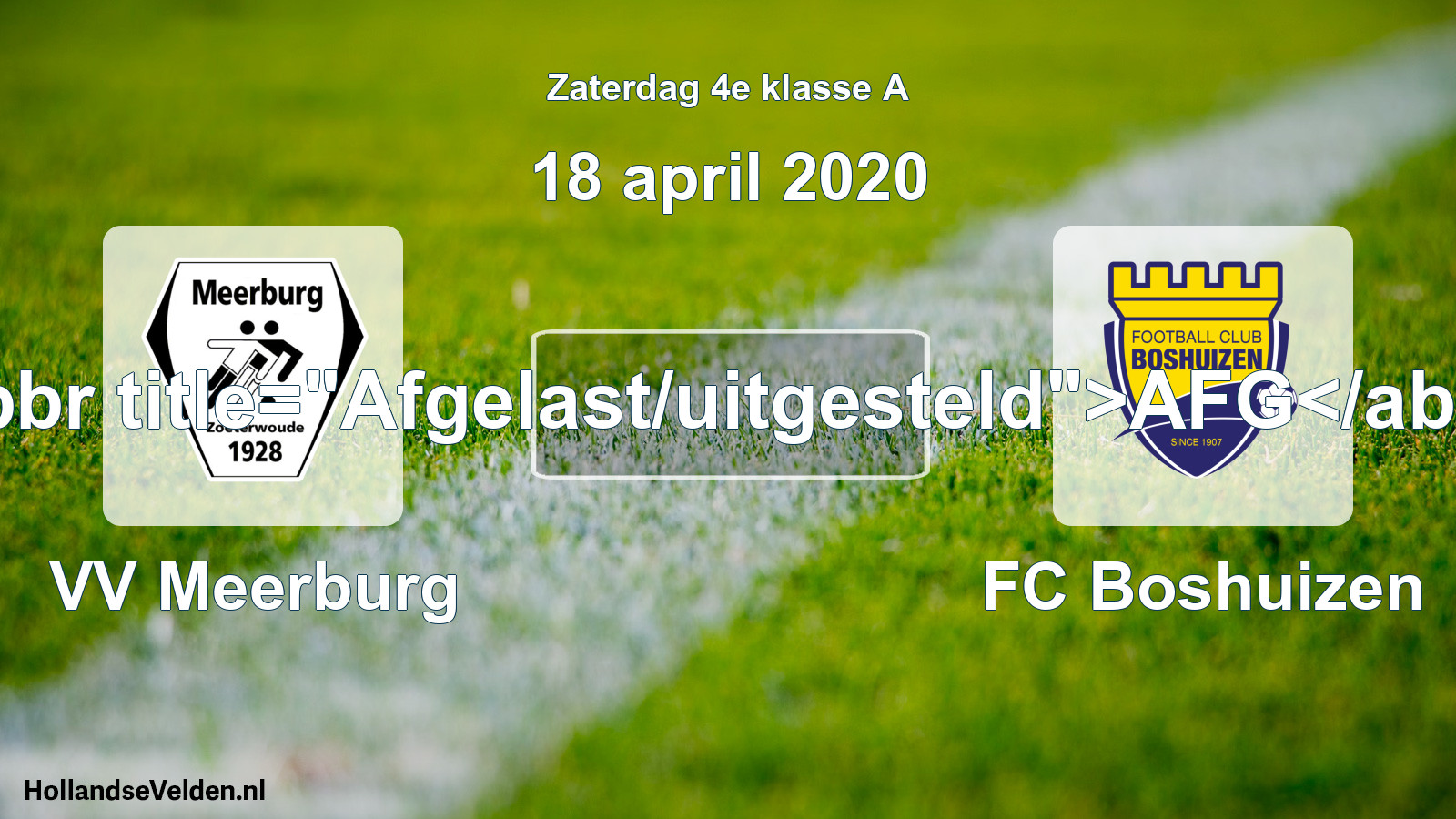 Scheduled Match: VV Meerburg - FC Boshuizen (18 April 2020)