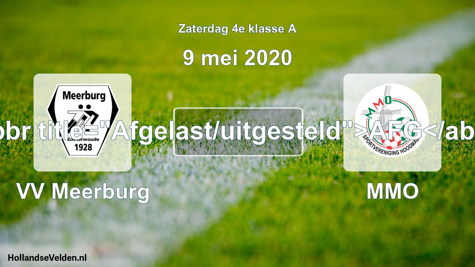 Scheduled Match: VV Meerburg - MMO (9 May 2020)