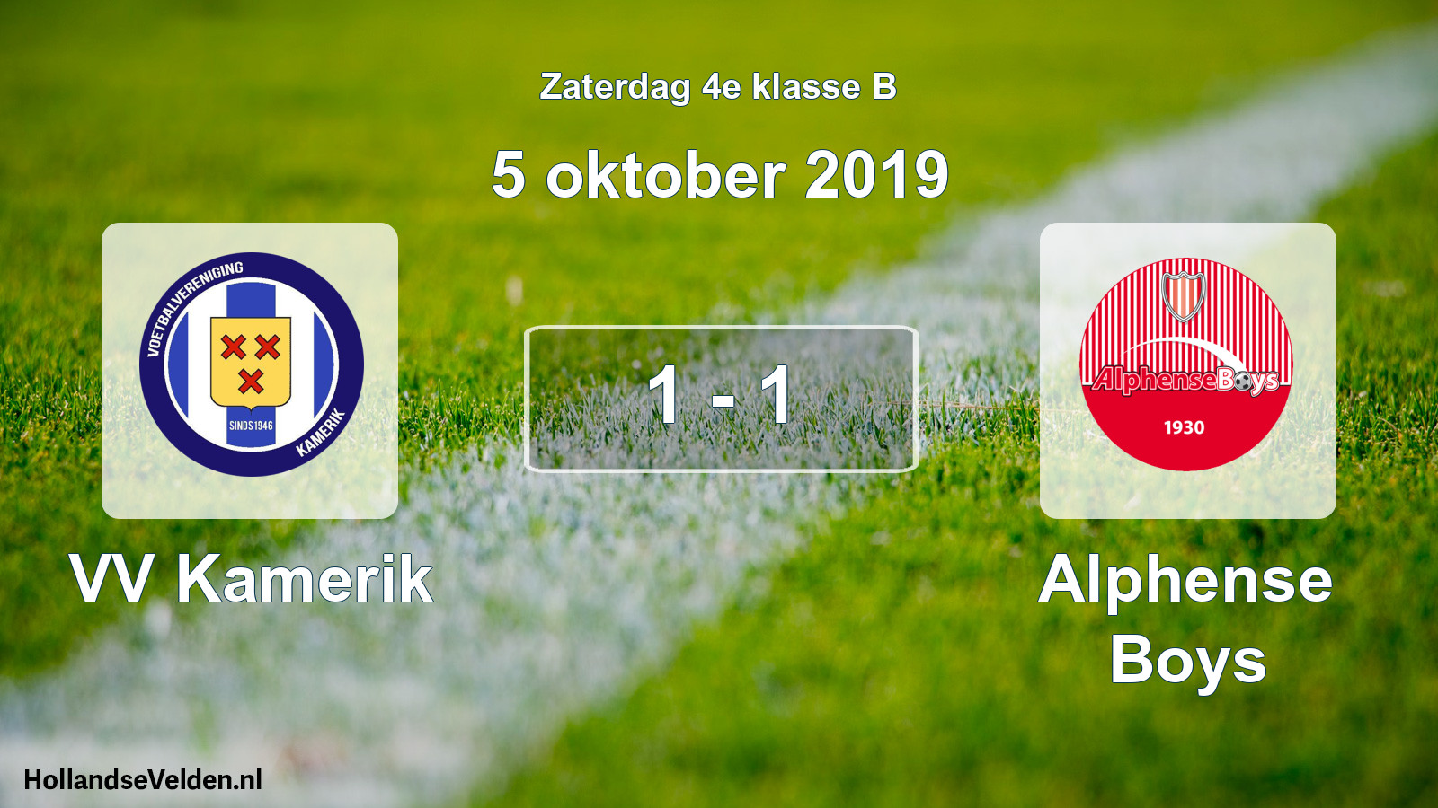 Total number of matches played: VV Kamerik - Alphense Boys 1 - 1 (5 October 2019)