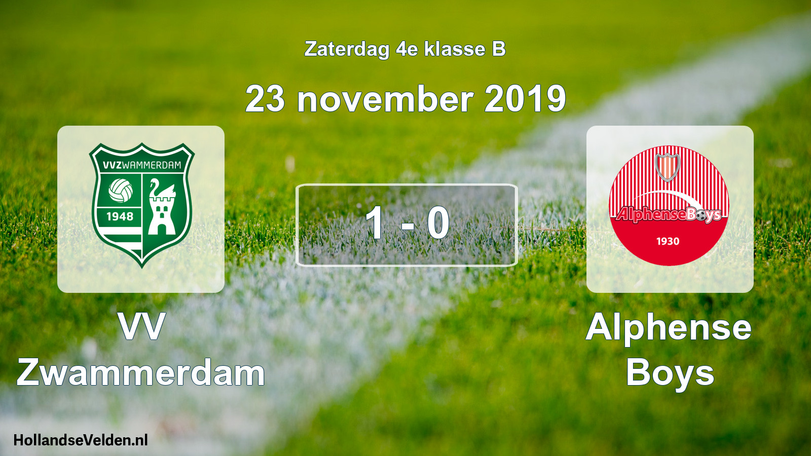 Total number of matches played: VV Zwammerdam - Alphense Boys 1 - 0 (23 November 2019)