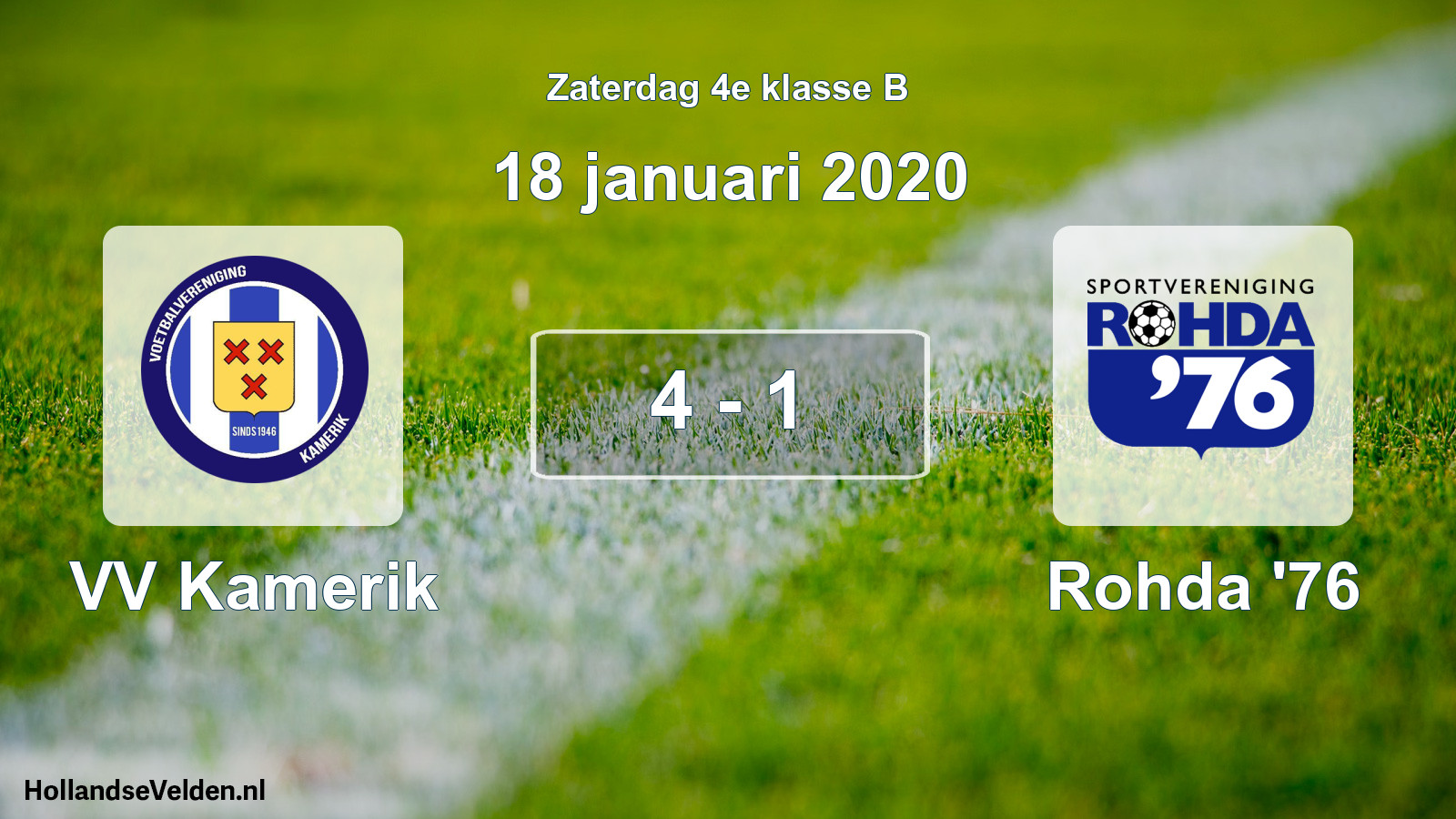 Total number of matches played: VV Kamerik - Rohda '76 4 - 1 (18 January 2020)