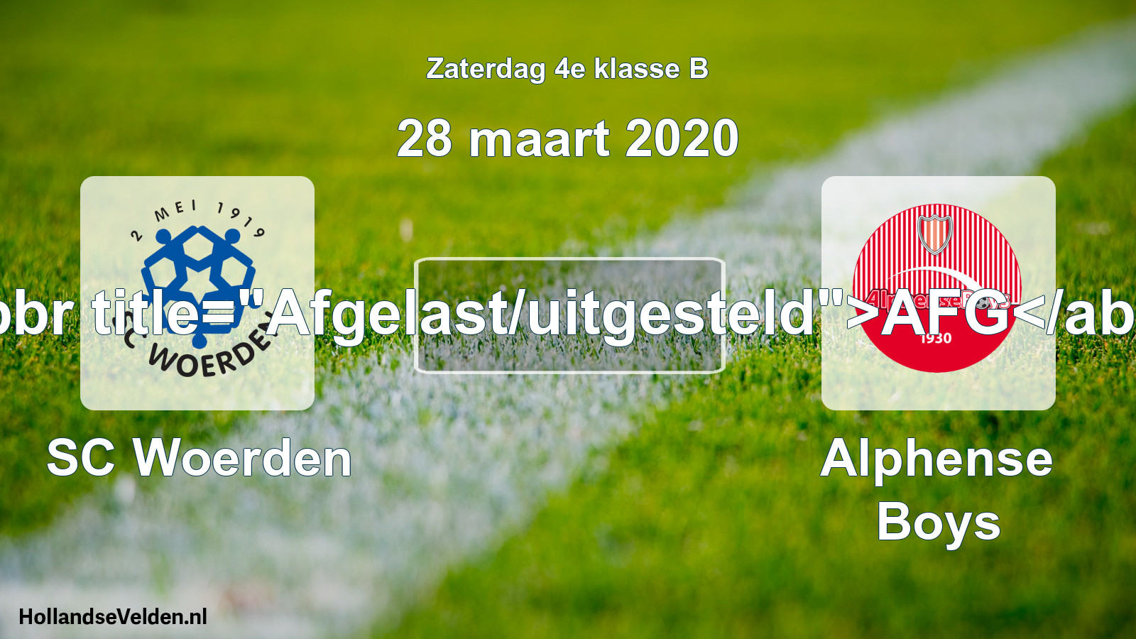 Scheduled Match: SC Woerden - Alphense Boys (28 March 2020)