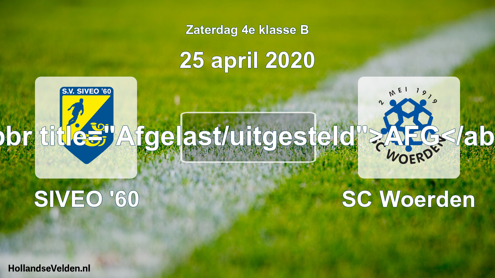 Scheduled Match: SIVEO '60 - SC Woerden (25 April 2020)