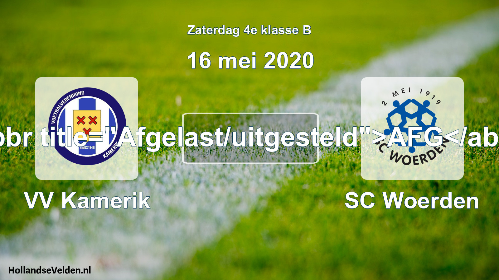 Scheduled Match: VV Kamerik - SC Woerden (16 May 2020)