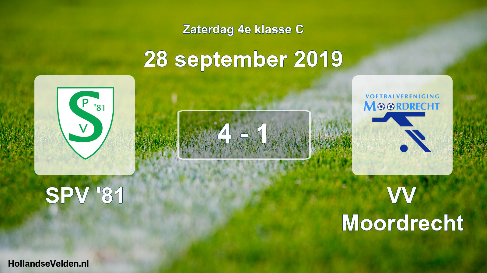 Total number of matches played: SPV '81 - VV Moordrecht 4 - 1 (28 September 2019)