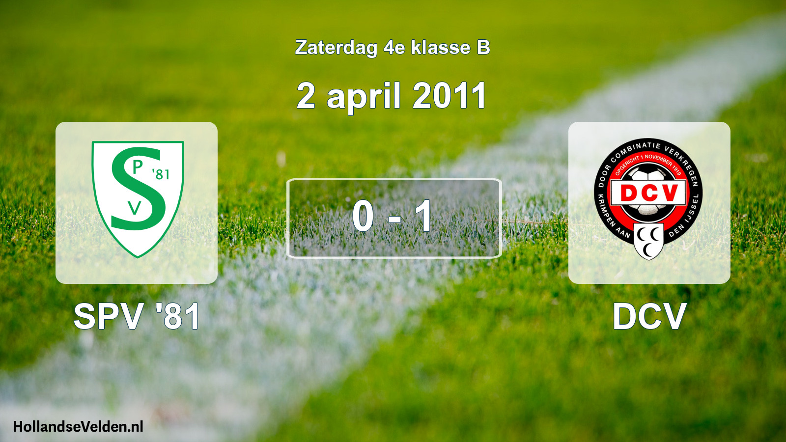 Total number of matches played: SPV '81 - DCV 0 - 1 (2 April 2011)