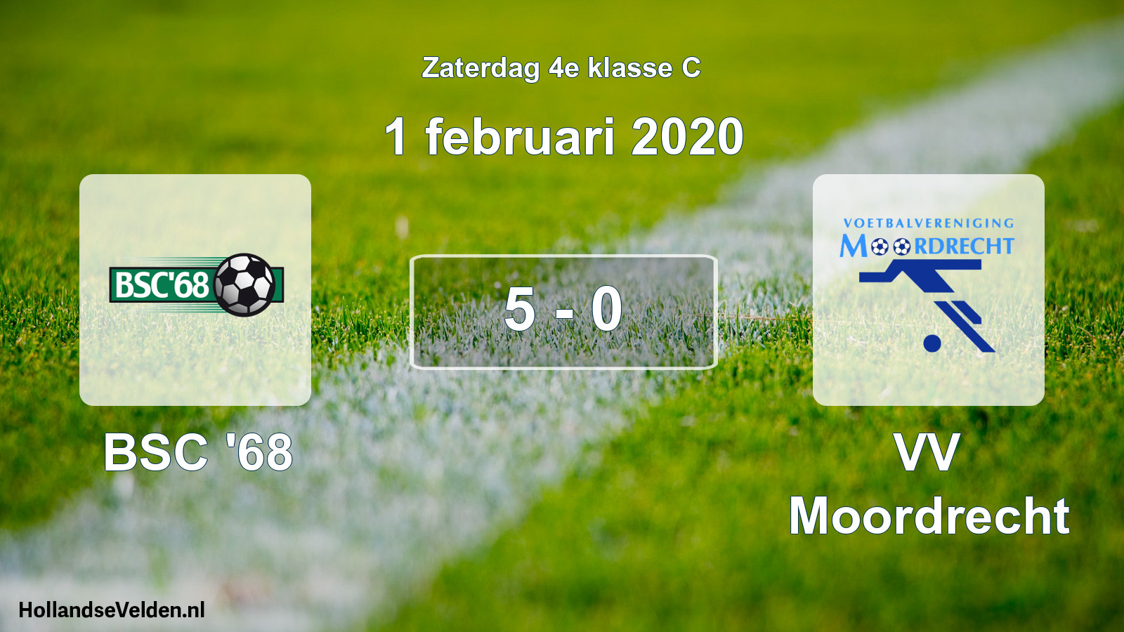 Total number of matches played: BSC '68 - VV Moordrecht 5 - 0 (1 February 2020)