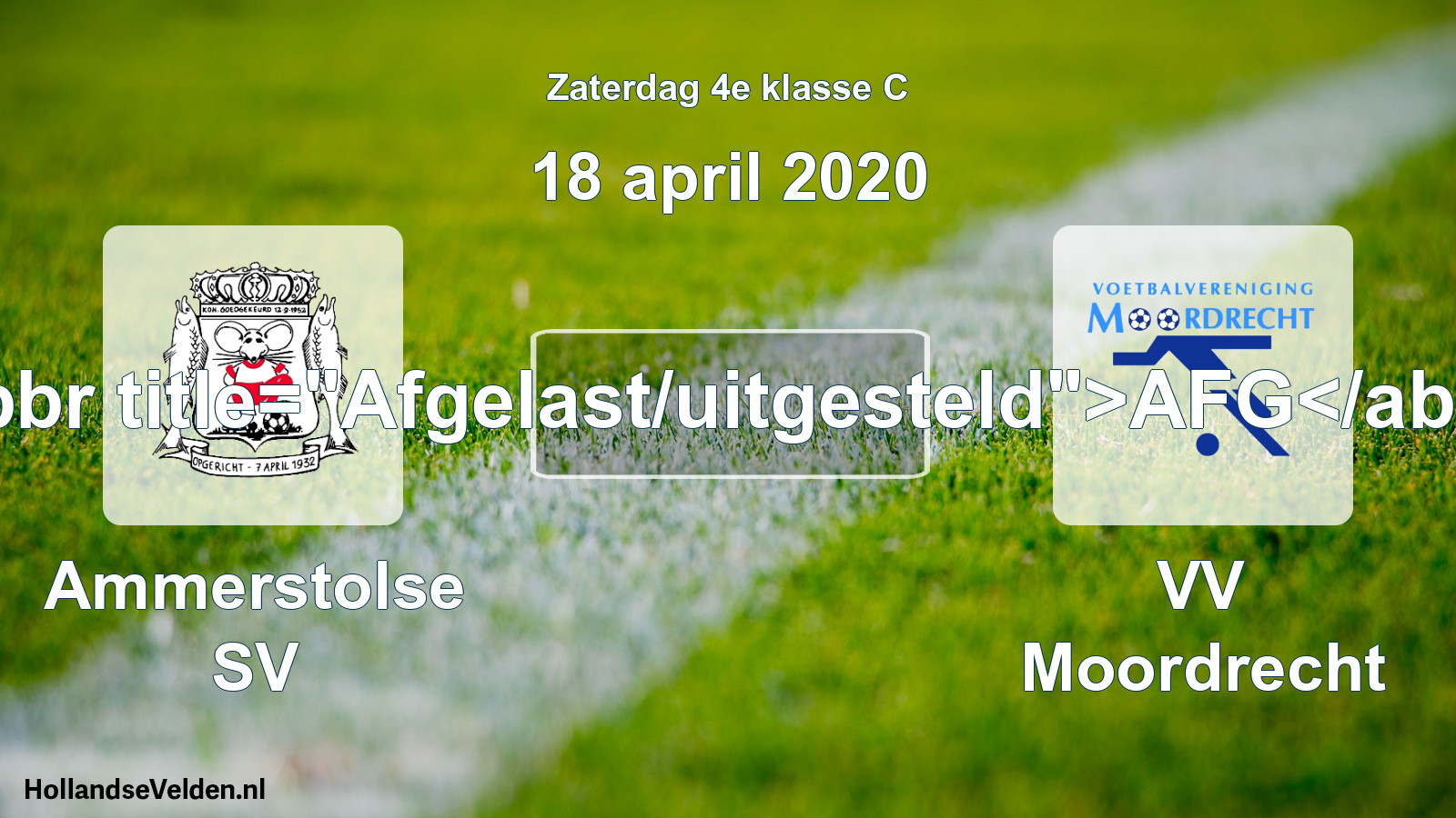 Scheduled Match: Ammerstolse SV - VV Moordrecht (18 April 2020)