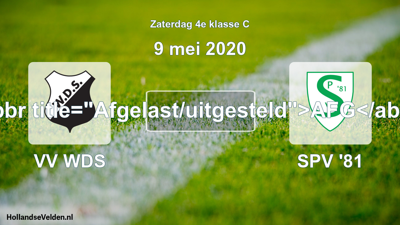 Scheduled Match: VV WDS - SPV '81 (9 May 2020)
