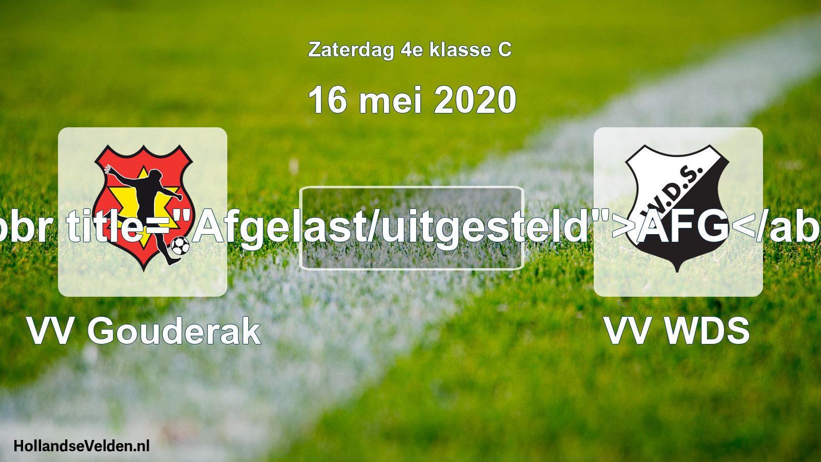 Scheduled Match: VV Gouderak - VV WDS (16 May 2020)
