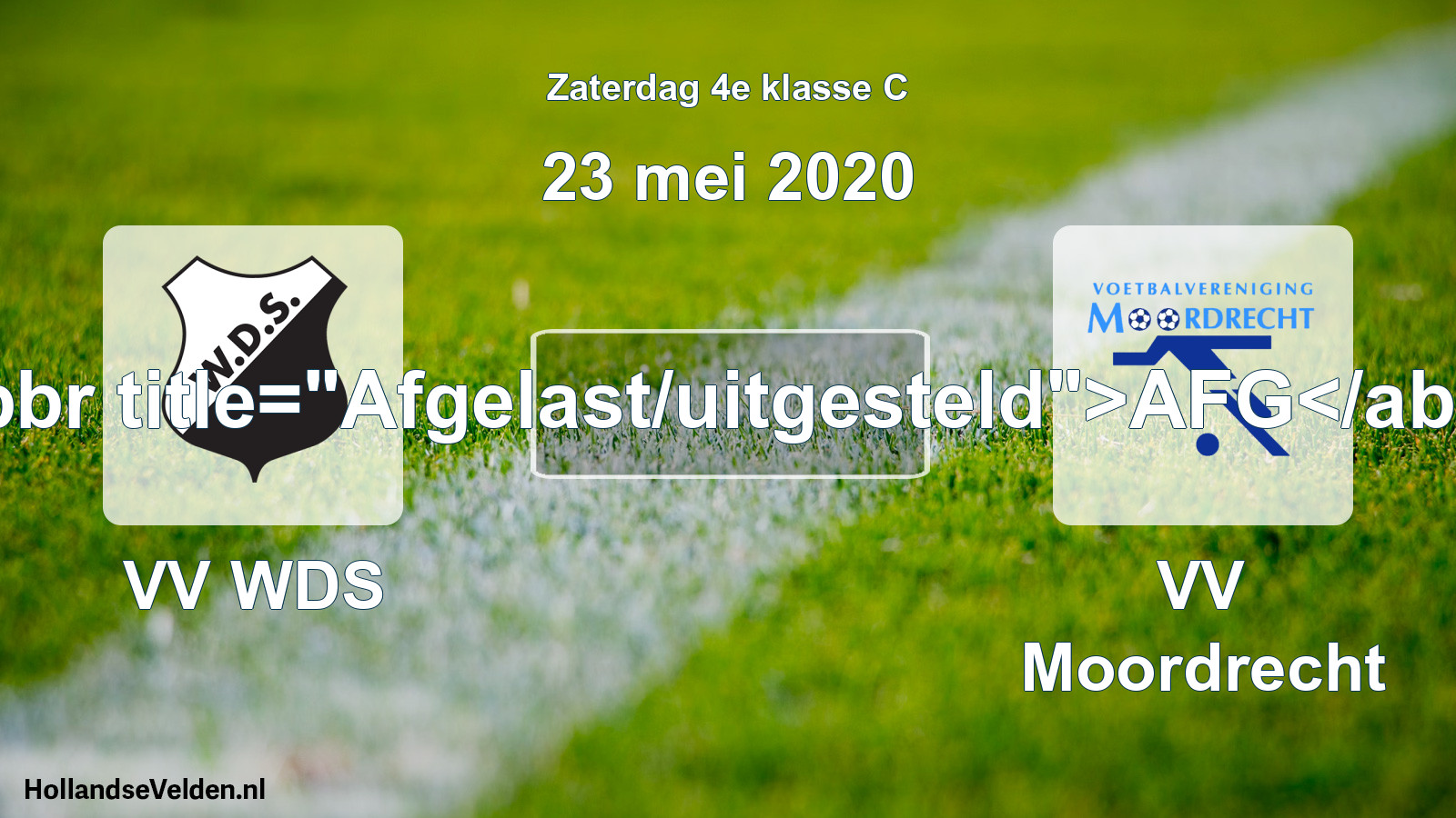 Scheduled Match: VV WDS - VV Moordrecht (23 May 2020)