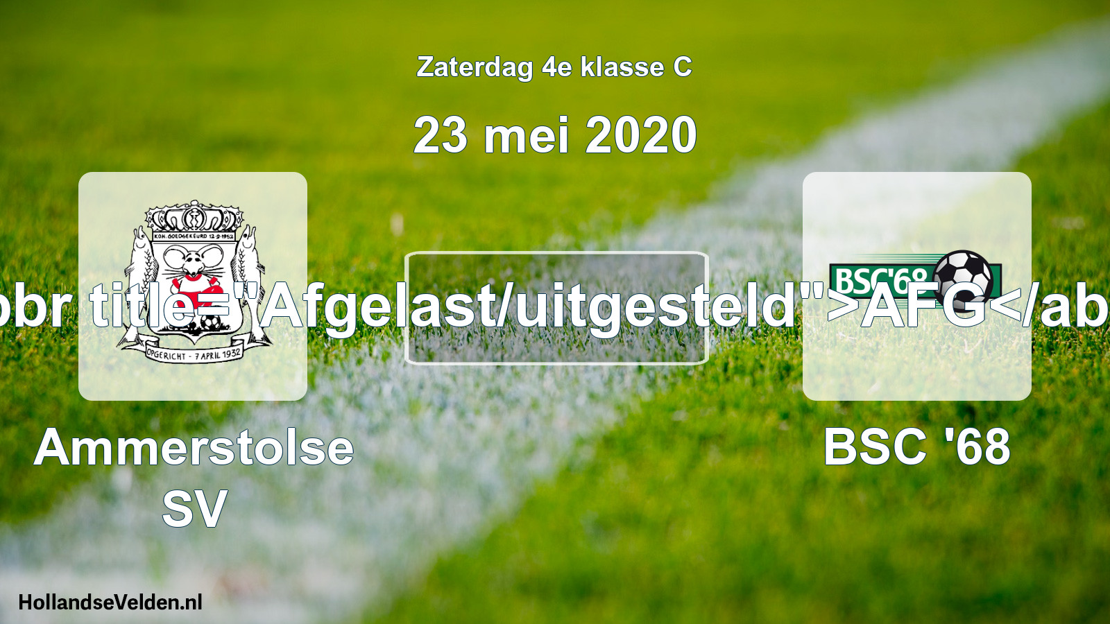 Scheduled Match: Ammerstolse SV - BSC '68 (23 May 2020)