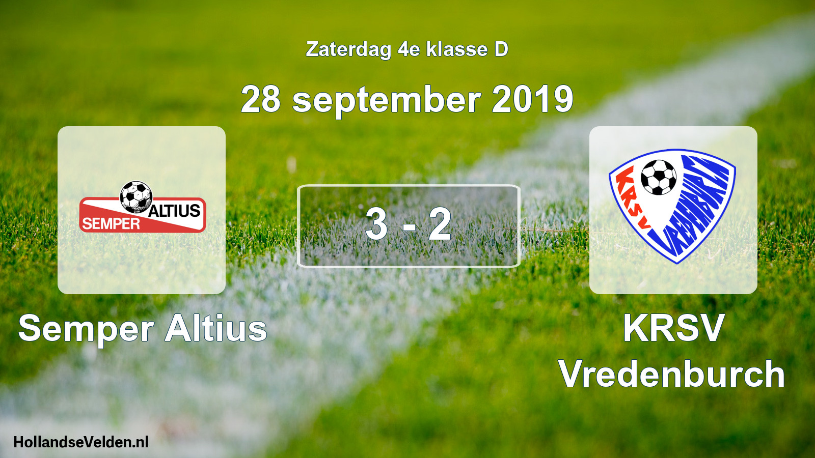 Total number of matches played: Semper Altius - KRSV Vredenburch 3 - 2 (28 September 2019)