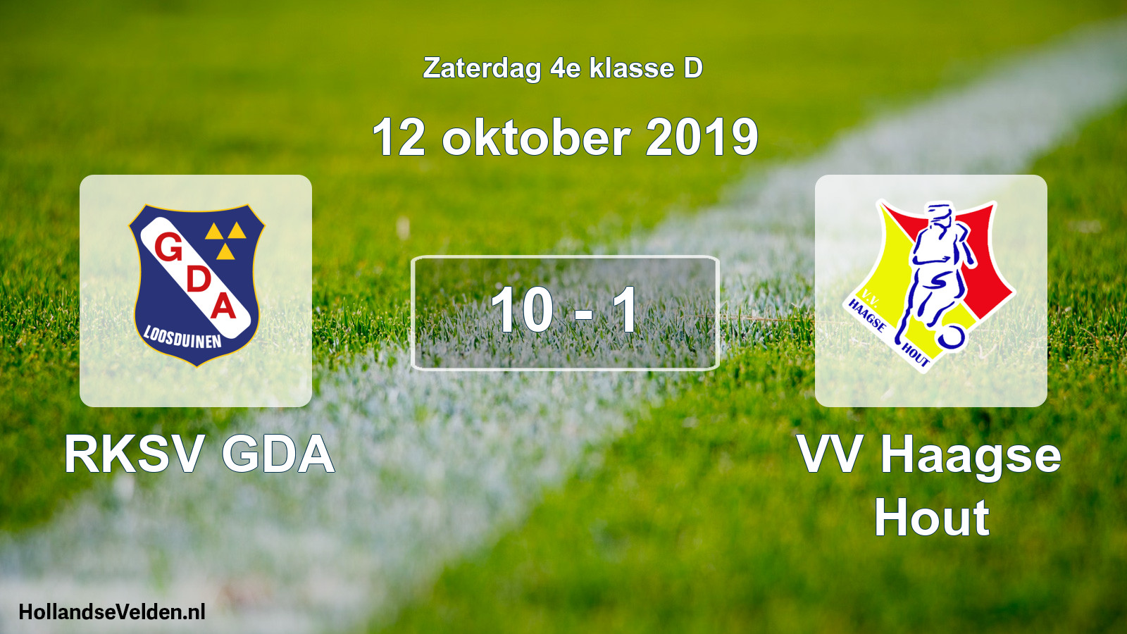 Total number of matches played: RKSV GDA - VV Haagse Hout 10 - 1 (12 October 2019)