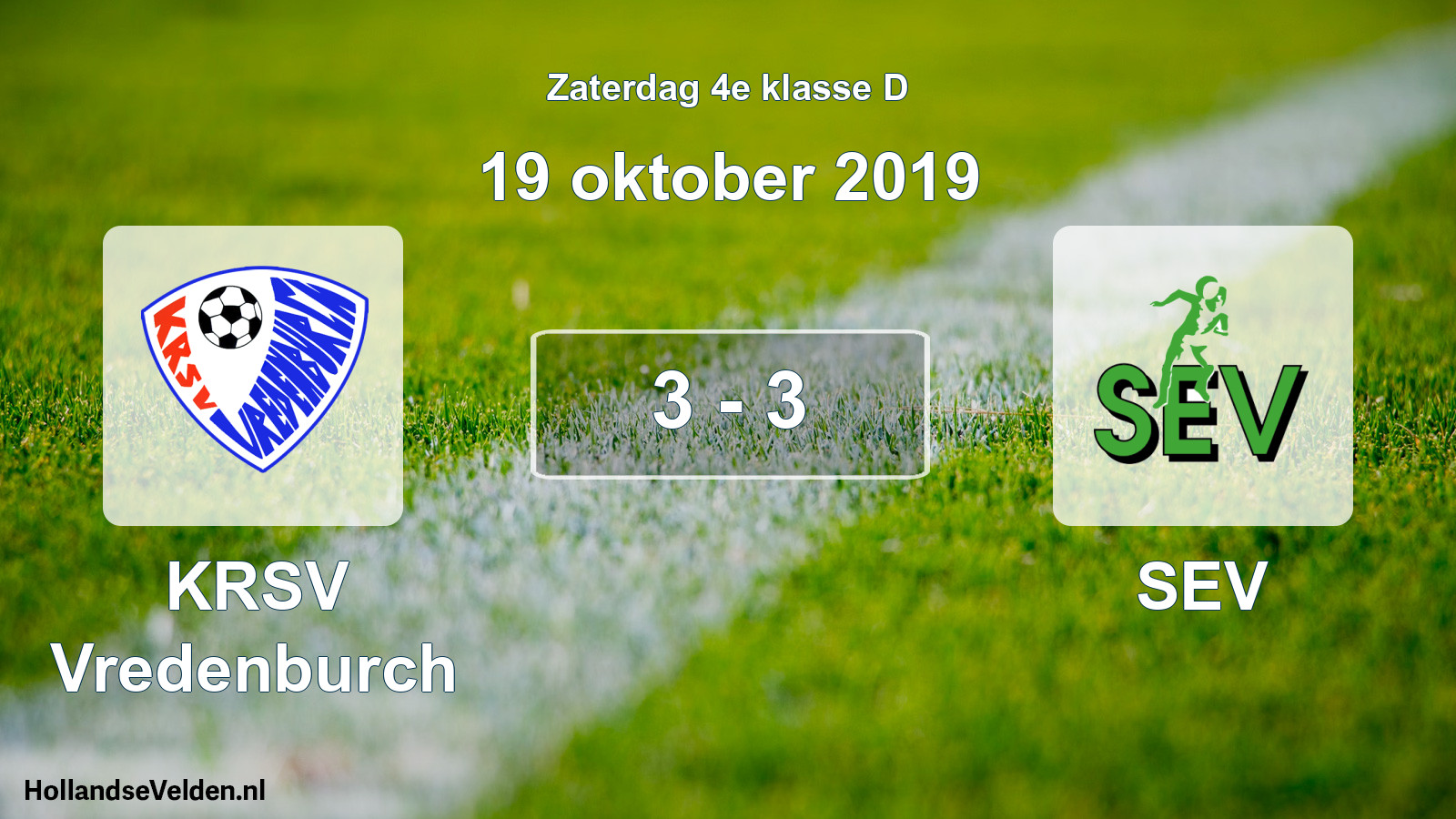 Total number of matches played: KRSV Vredenburch - SEV 3 - 3 (19 October 2019)