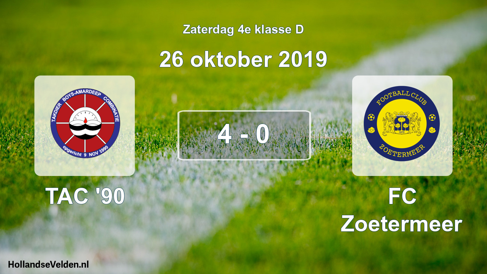 Total number of matches played: TAC '90 - FC Zoetermeer 4 - 0 (26 October 2019)