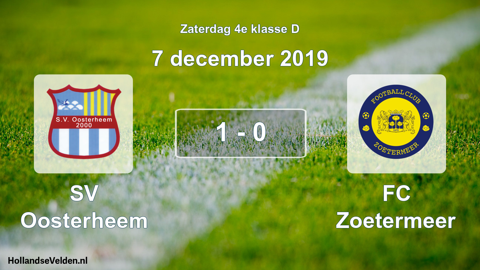 Total number of matches played: SV Oosterheem - FC Zoetermeer 1 - 0 (7 December 2019)