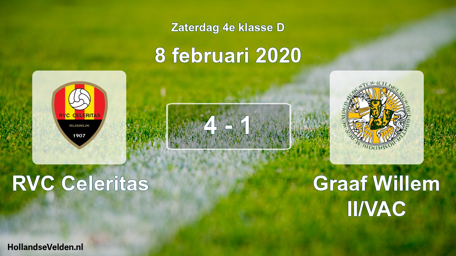 Total number of matches played: RVC Celeritas - Graaf Willem II/VAC 4 - 1 (8 February 2020)