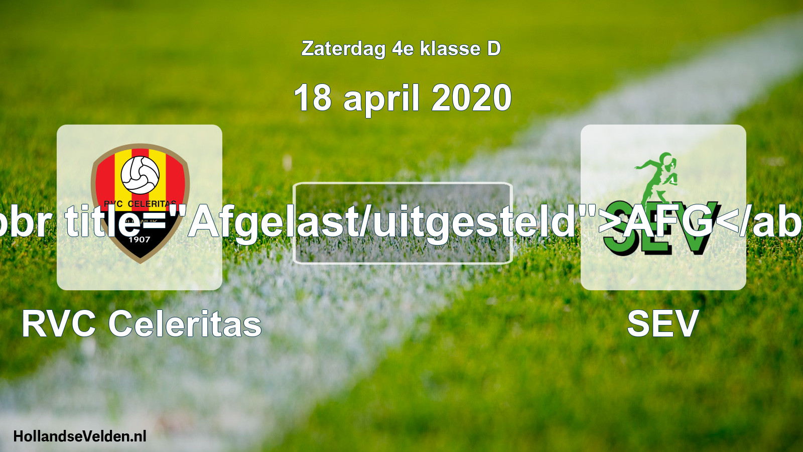 Scheduled Match: RVC Celeritas - SEV (18 April 2020)