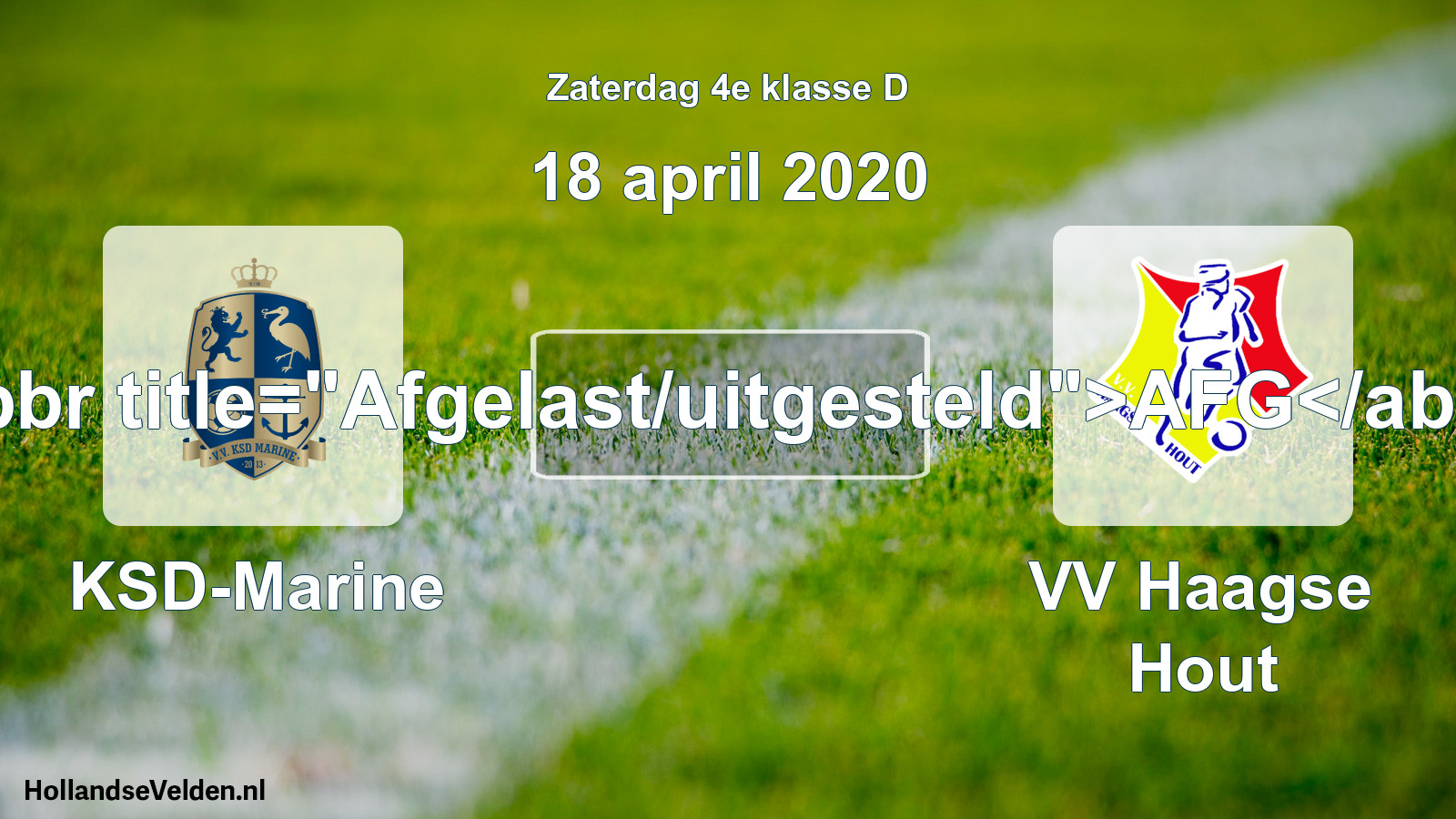 Scheduled Match: KSD-Marine - VV Haagse Hout (18 April 2020)