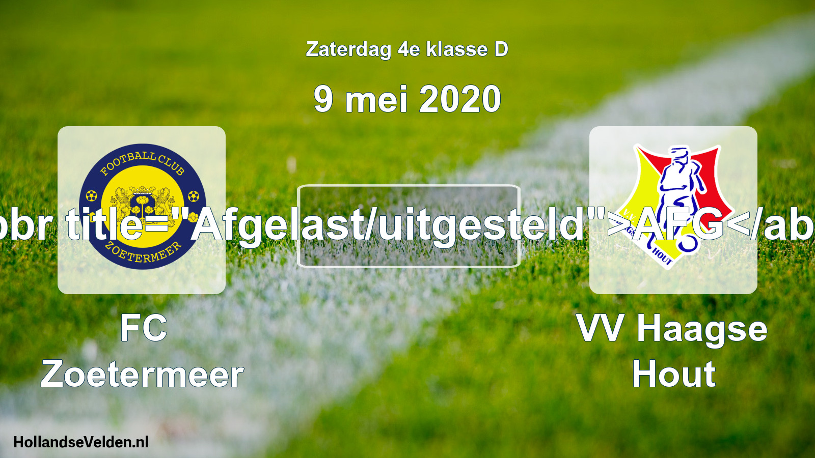 Scheduled Match: FC Zoetermeer - VV Haagse Hout (9 May 2020)