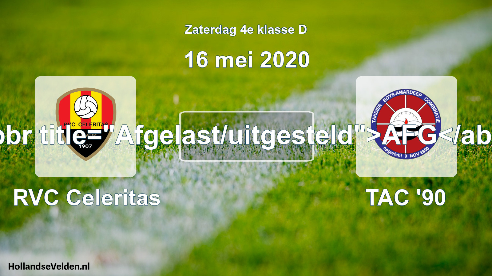 Scheduled Match: RVC Celeritas - TAC '90 (16 May 2020)