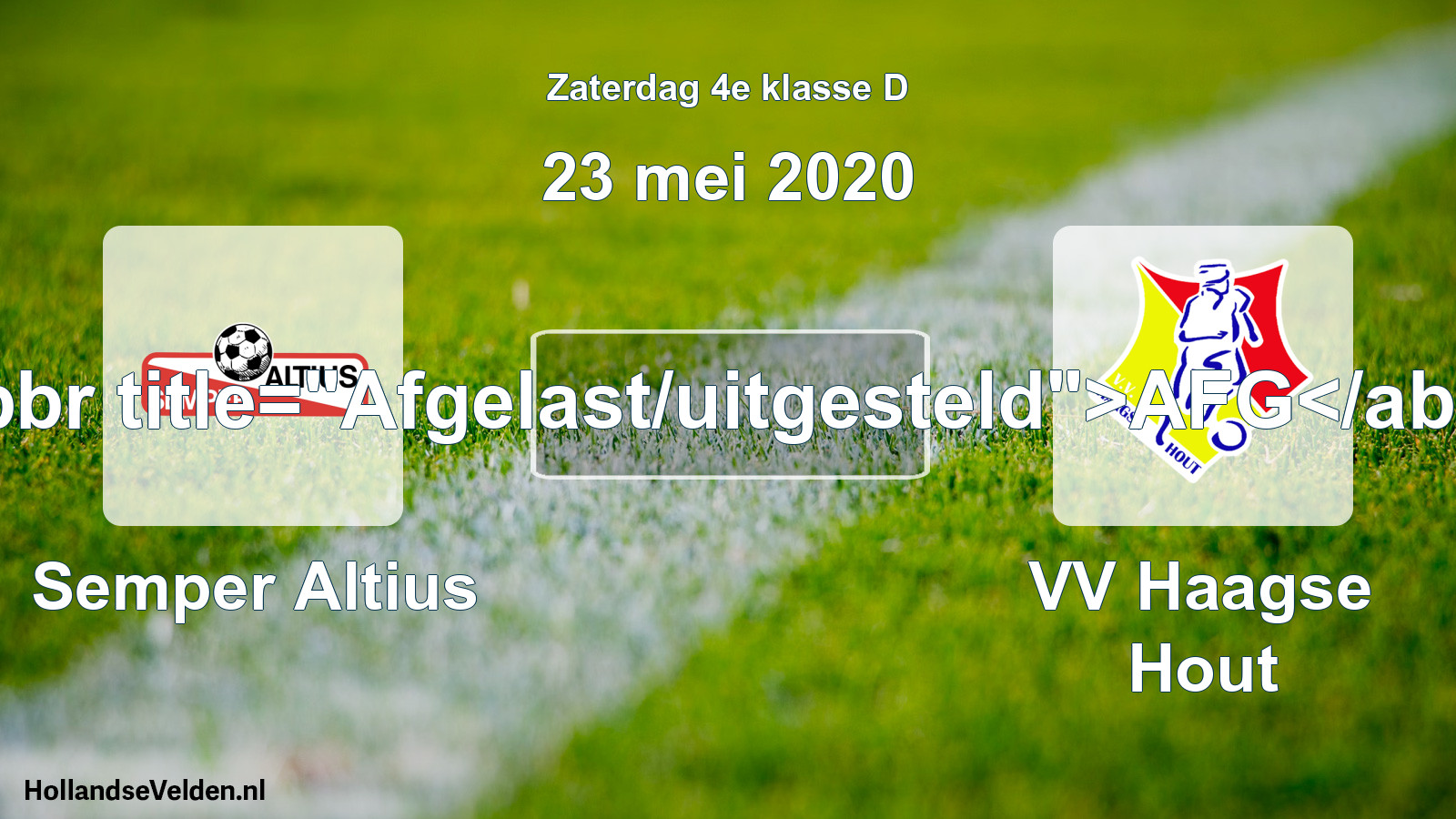 Scheduled Match: Semper Altius - VV Haagse Hout (23 May 2020)