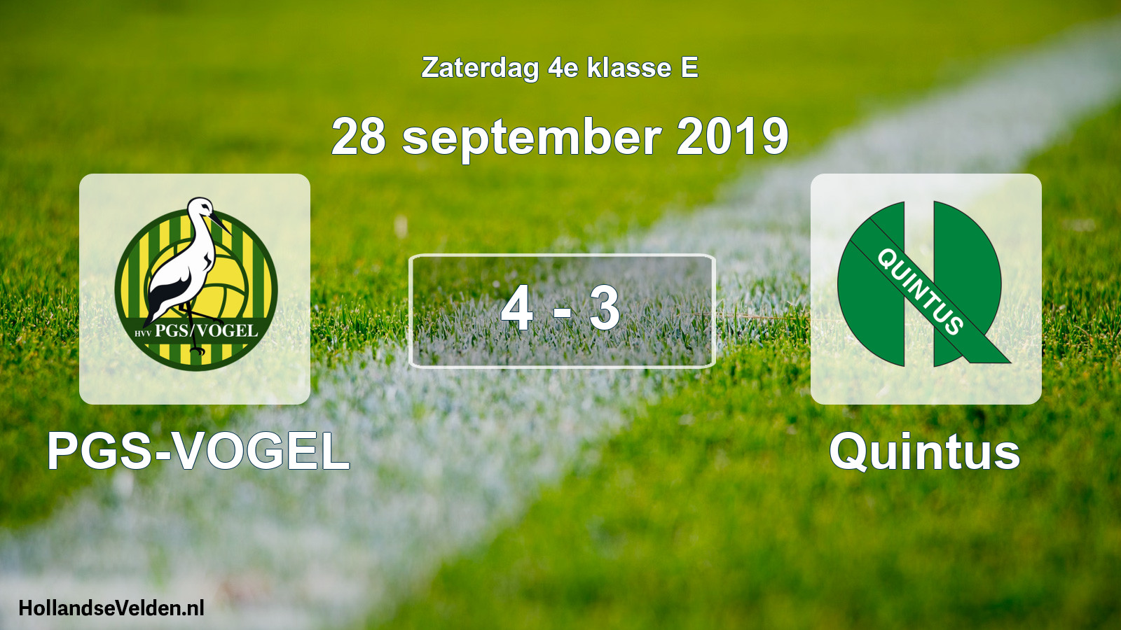 Total number of matches played: PGS-VOGEL - Quintus 4 - 3 (28 September 2019)