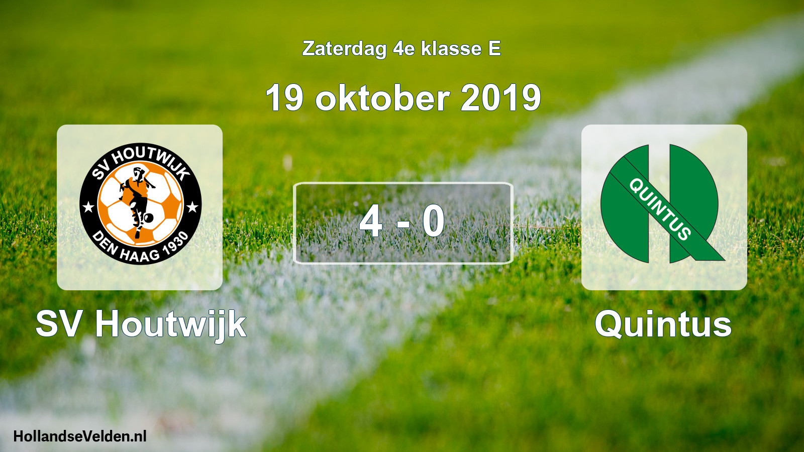 Total number of matches played: SV Houtwijk - Quintus 4 - 0 (19 October 2019)