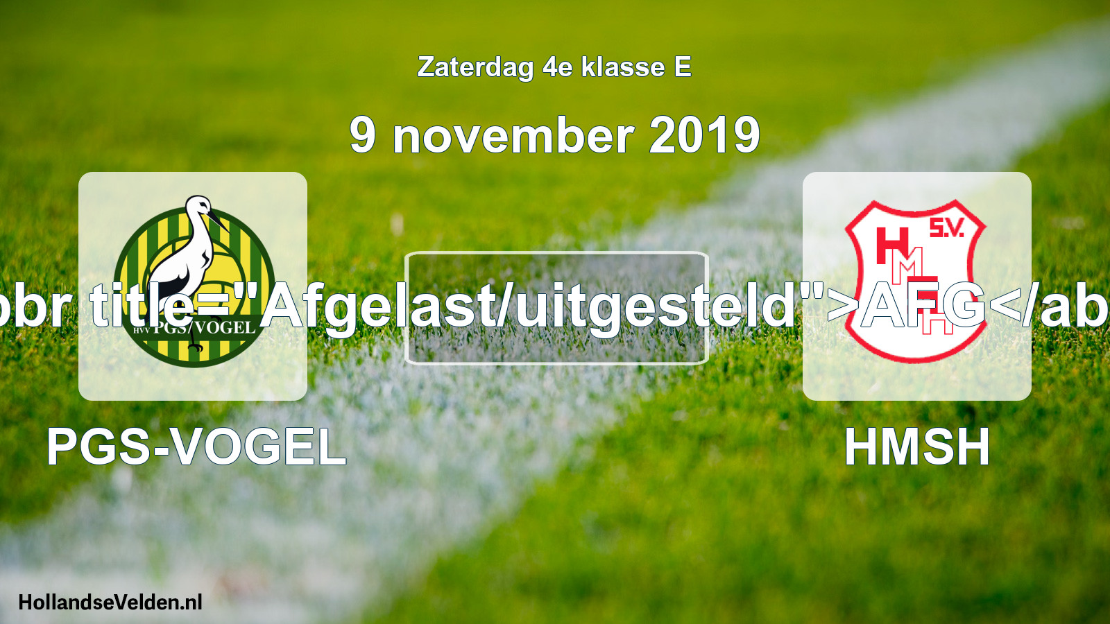 Scheduled Match: PGS-VOGEL - HMSH (9 November 2019)