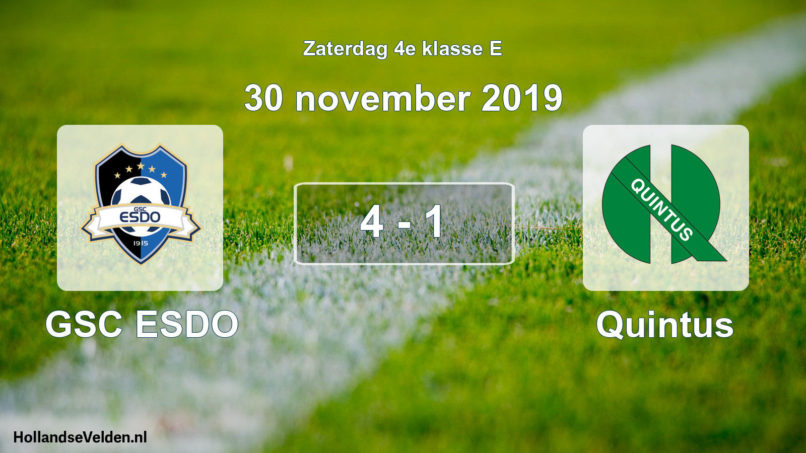 Total number of matches played: GSC ESDO - Quintus 4 - 1 (30 November 2019)