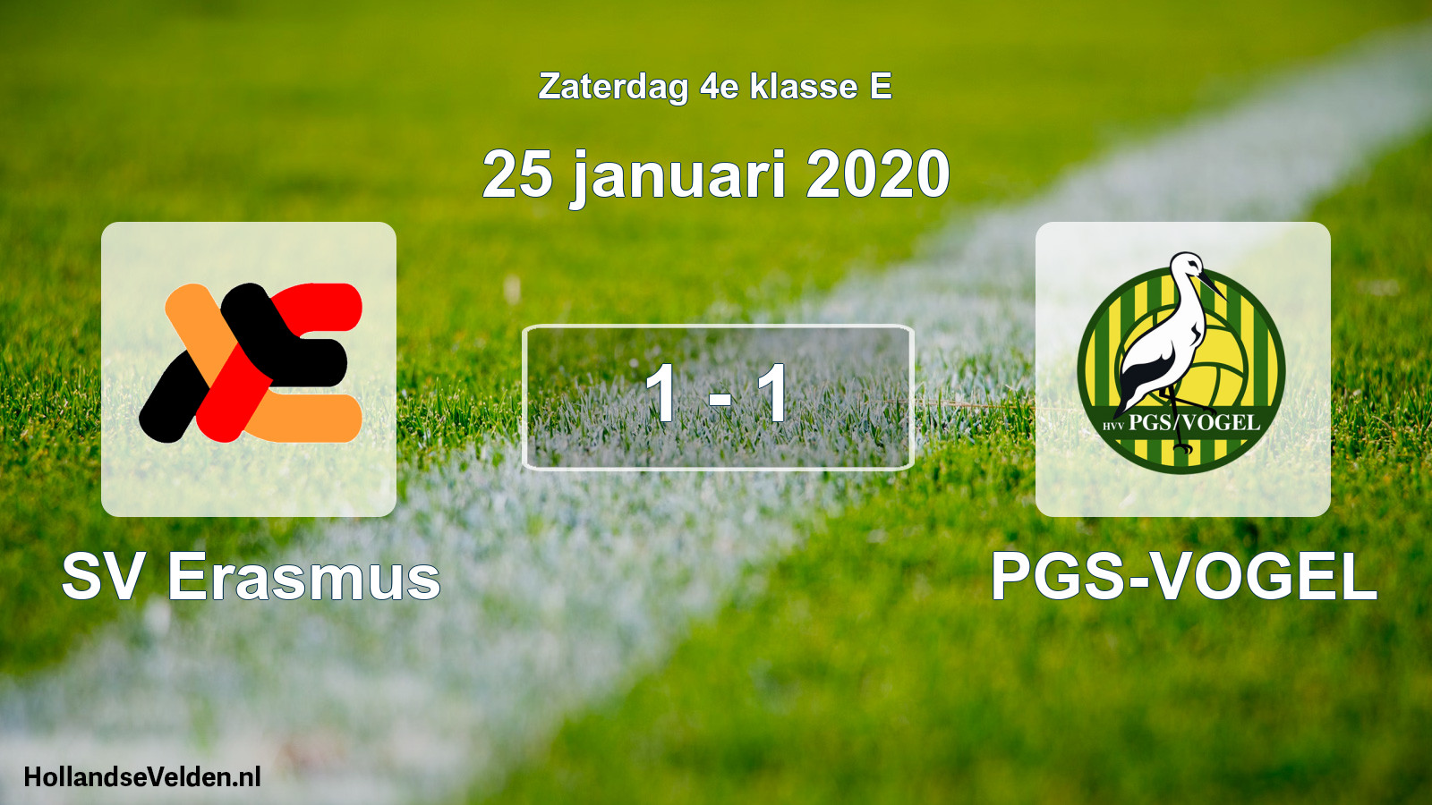 Total number of matches played: SV Erasmus - PGS-VOGEL 1 - 1 (25 January 2020)