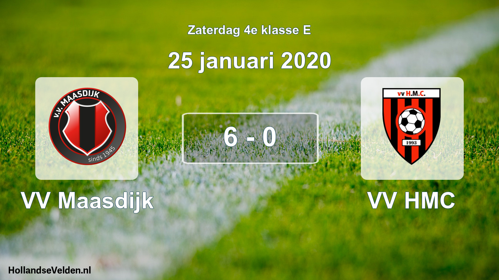 Total number of matches played: VV Maasdijk - VV HMC 6 - 0 (25 January 2020)