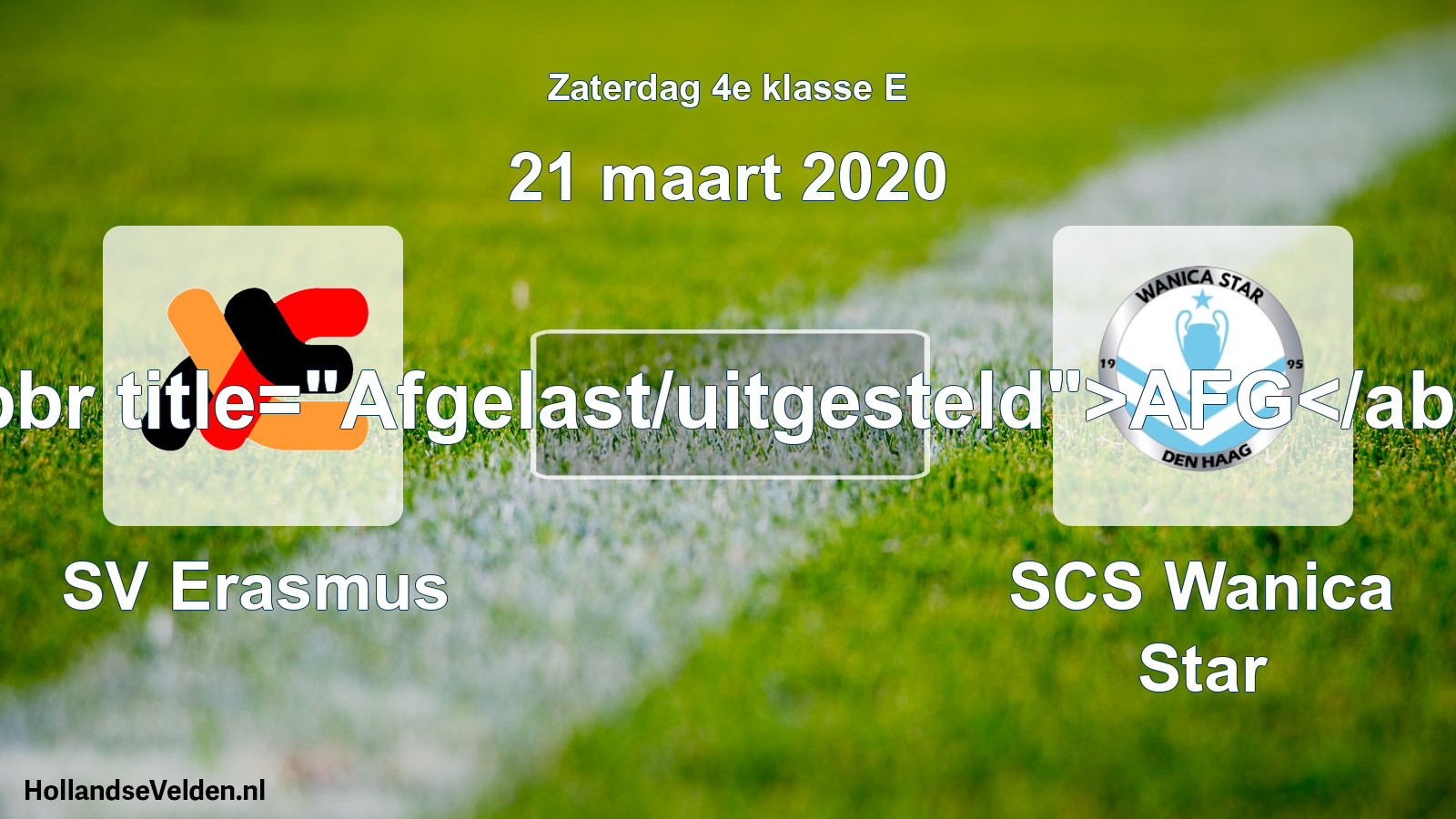 Scheduled Match: SV Erasmus - SCS Wanica Star (21 March 2020)