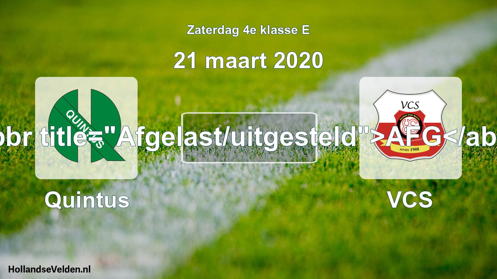 Scheduled Match: Quintus - VCS (21 March 2020)