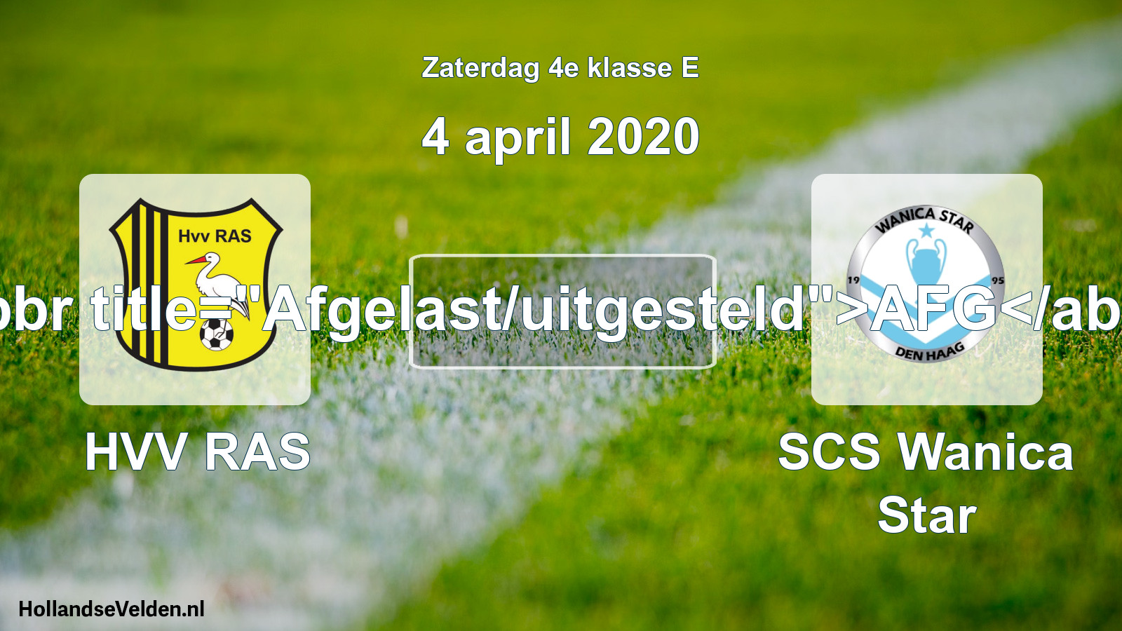 Scheduled Match: HVV RAS - SCS Wanica Star (4 April 2020)