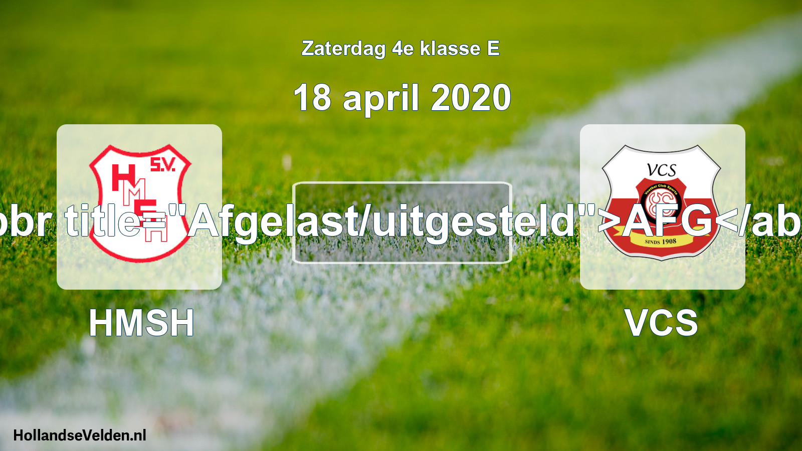 Scheduled Match: HMSH - VCS (18 April 2020)