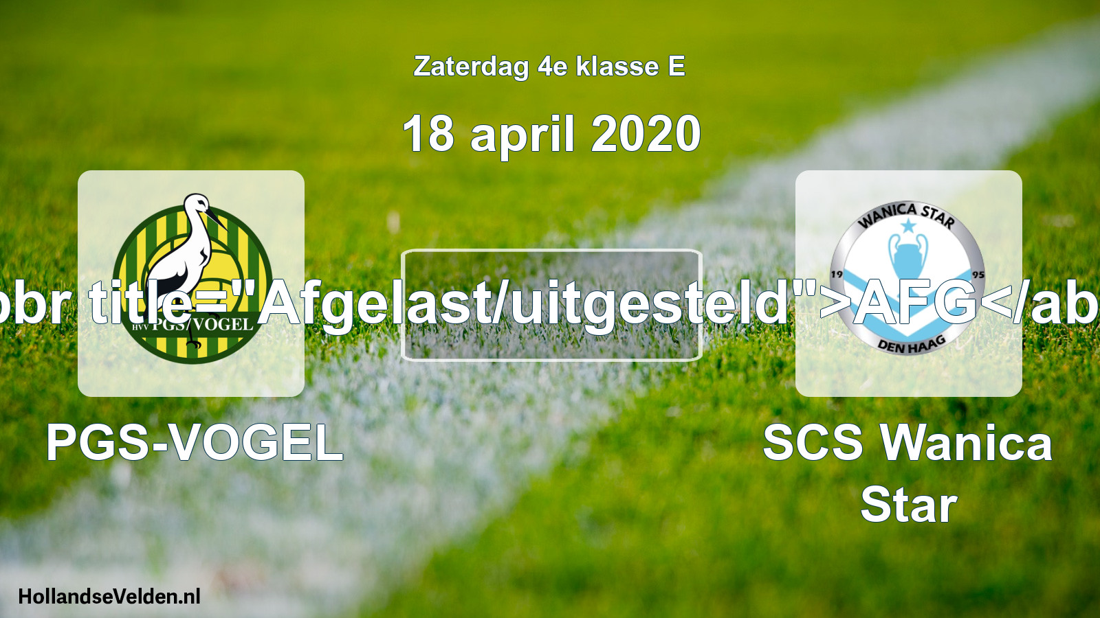 Scheduled Match: PGS-VOGEL - SCS Wanica Star (18 April 2020)
